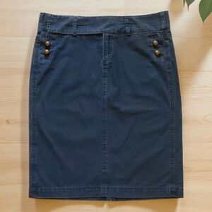 Y2K Navy Pencil Skirt Denim-Look 100% Cotton Twill Size 2